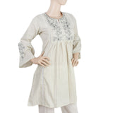 Women's Embroidered Kurti With Front Lace - Fawn, Women, Ready Kurtis, Chase Value, Chase Value