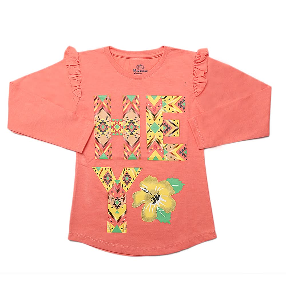 Girls Full Sleeves Jersey T-Shirt - Pink, Kids, Girls T-Shirts, Chase Value, Chase Value