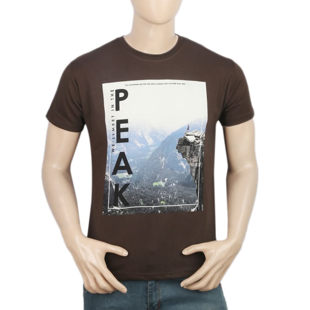 Men's Half Sleeves T-Shirt - Dark Brown, Men, T-Shirts And Polos, Chase Value, Chase Value