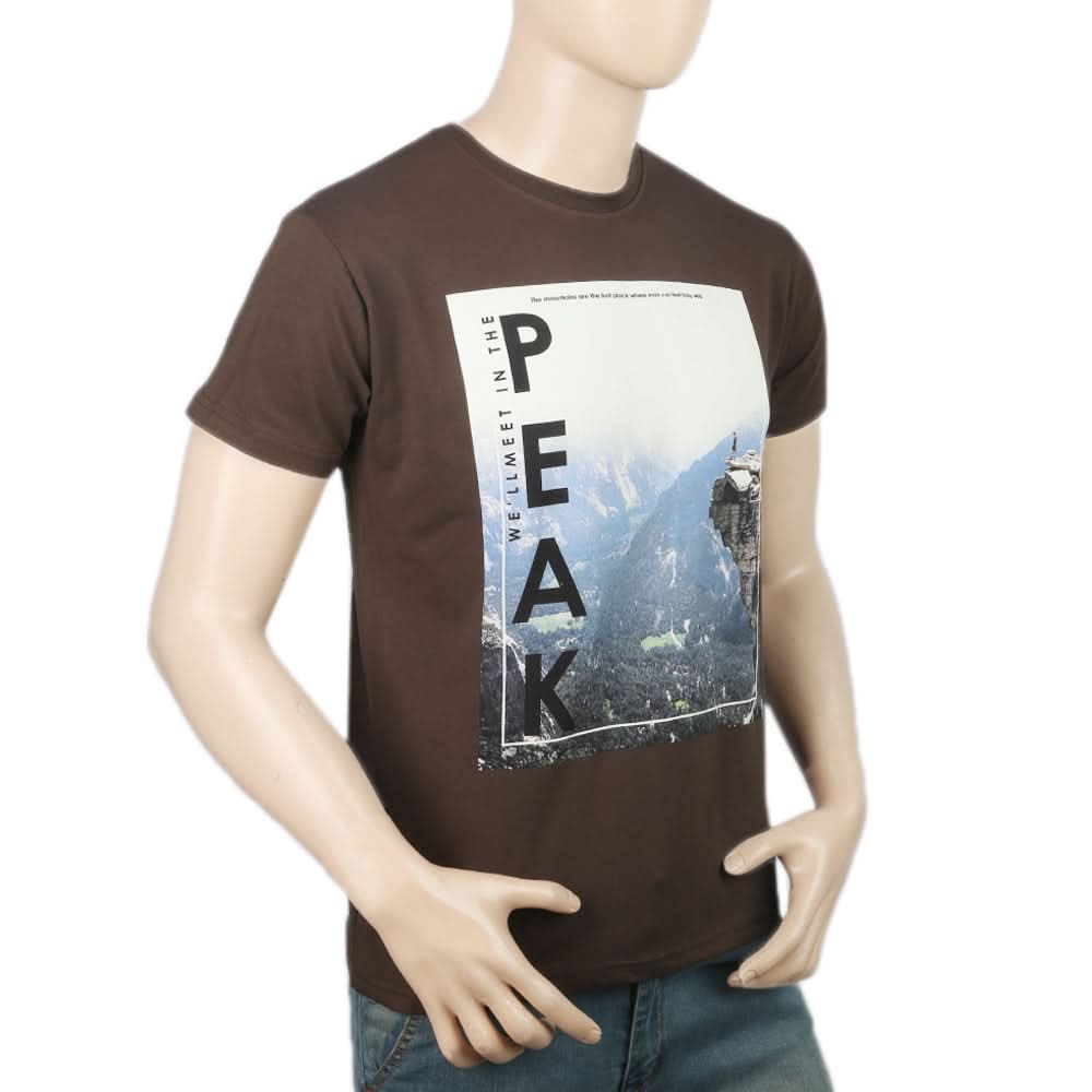 Men's Half Sleeves T-Shirt - Dark Brown, Men, T-Shirts And Polos, Chase Value, Chase Value