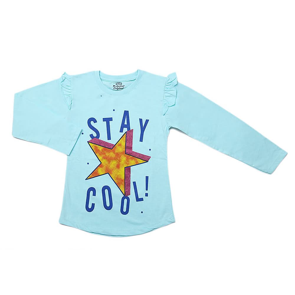 Girls Full Sleeves Jersey T-Shirt - Light Blue, Kids, Girls T-Shirts, Chase Value, Chase Value