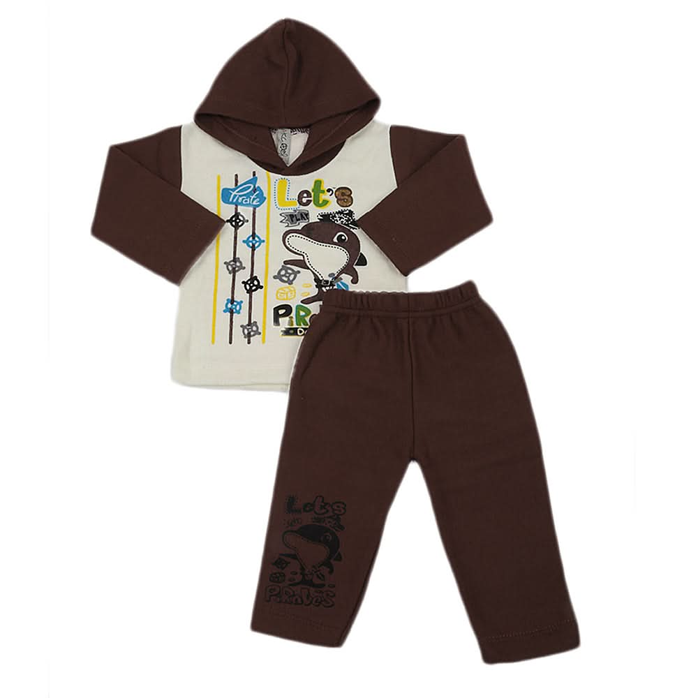 Newborn Boys Polar Full Sleeves Suit 8868 - Dark Brown, Kids, New Born Boys Sets And Suits, Chase Value, Chase Value