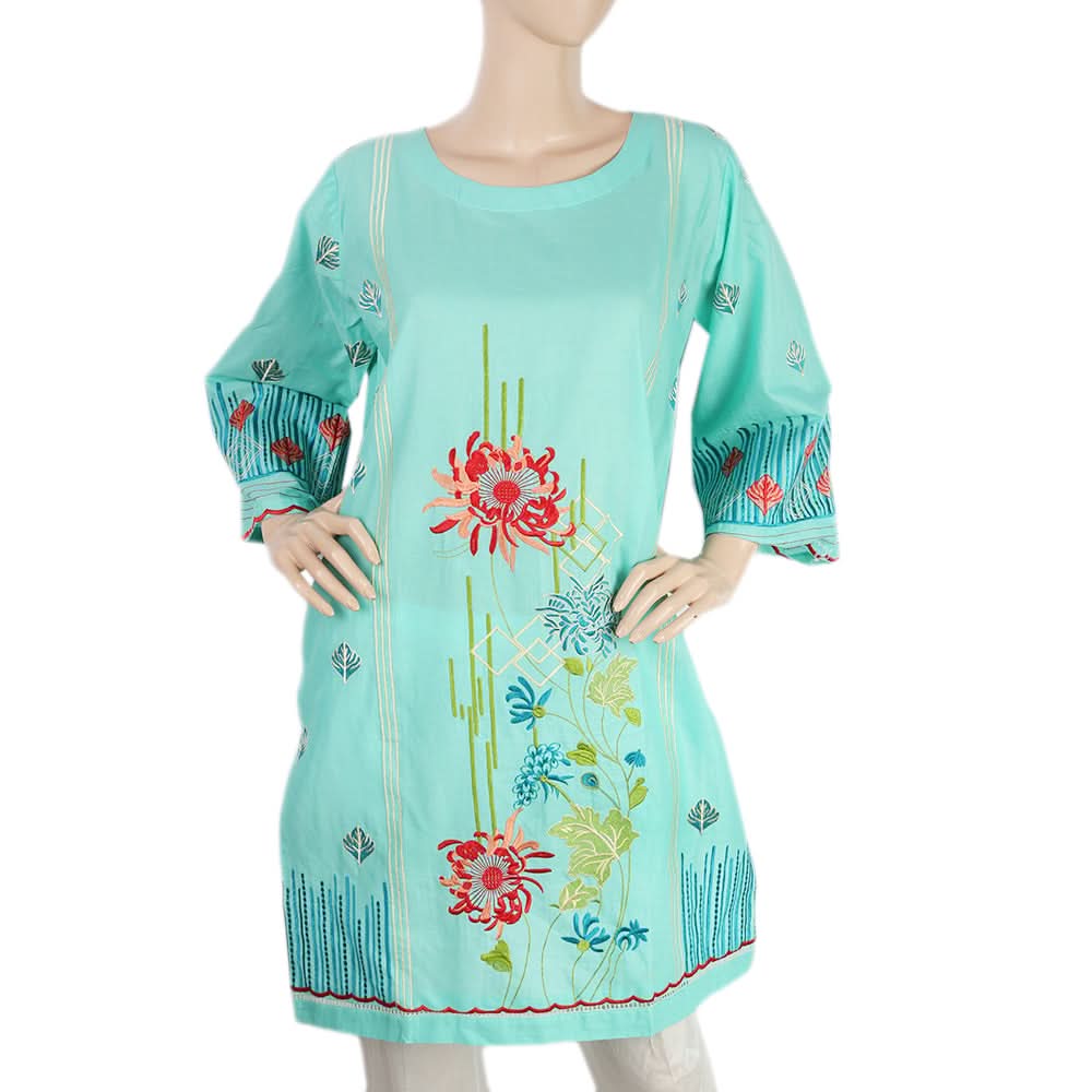 Women's Embroidered Kurti 15 - Sea Green, Women, Ready Kurtis, Chase Value, Chase Value