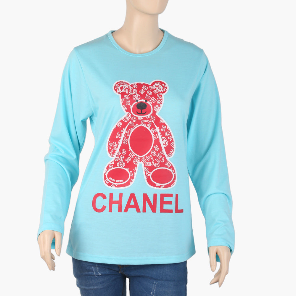 Women's Full Sleeves T-Shirt - Light Blue, Women T-Shirts & Tops, Chase Value, Chase Value