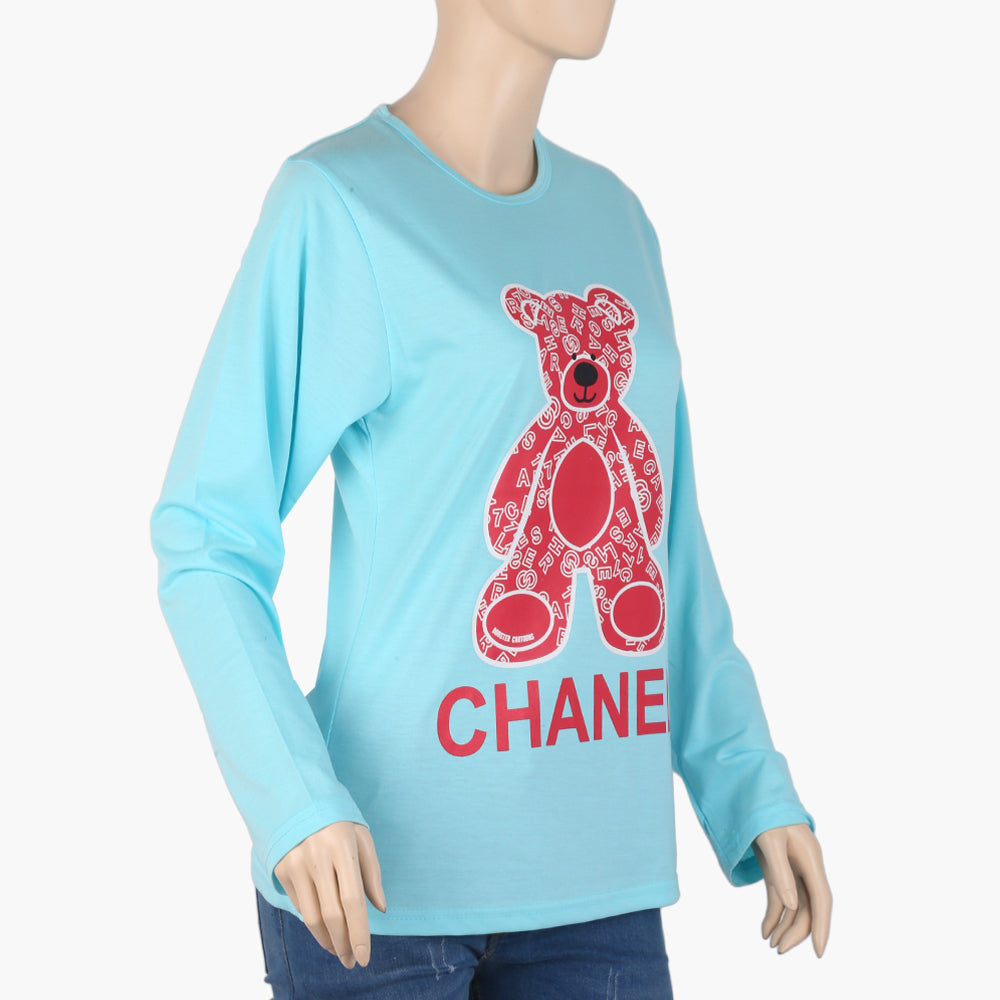 Women's Full Sleeves T-Shirt - Light Blue, Women T-Shirts & Tops, Chase Value, Chase Value