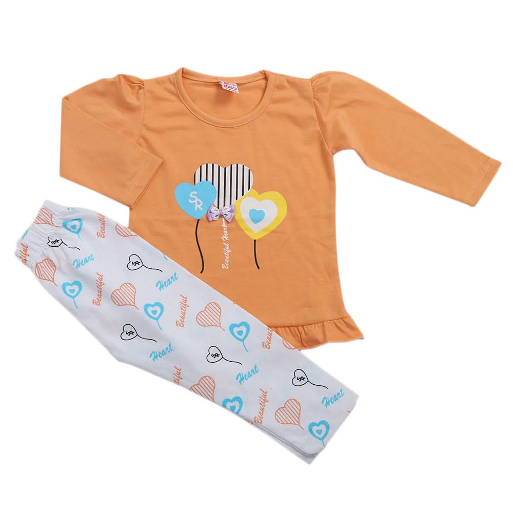 Girls Pajama Suit - Peach, Kids, Girls Sets And Suits, Chase Value, Chase Value