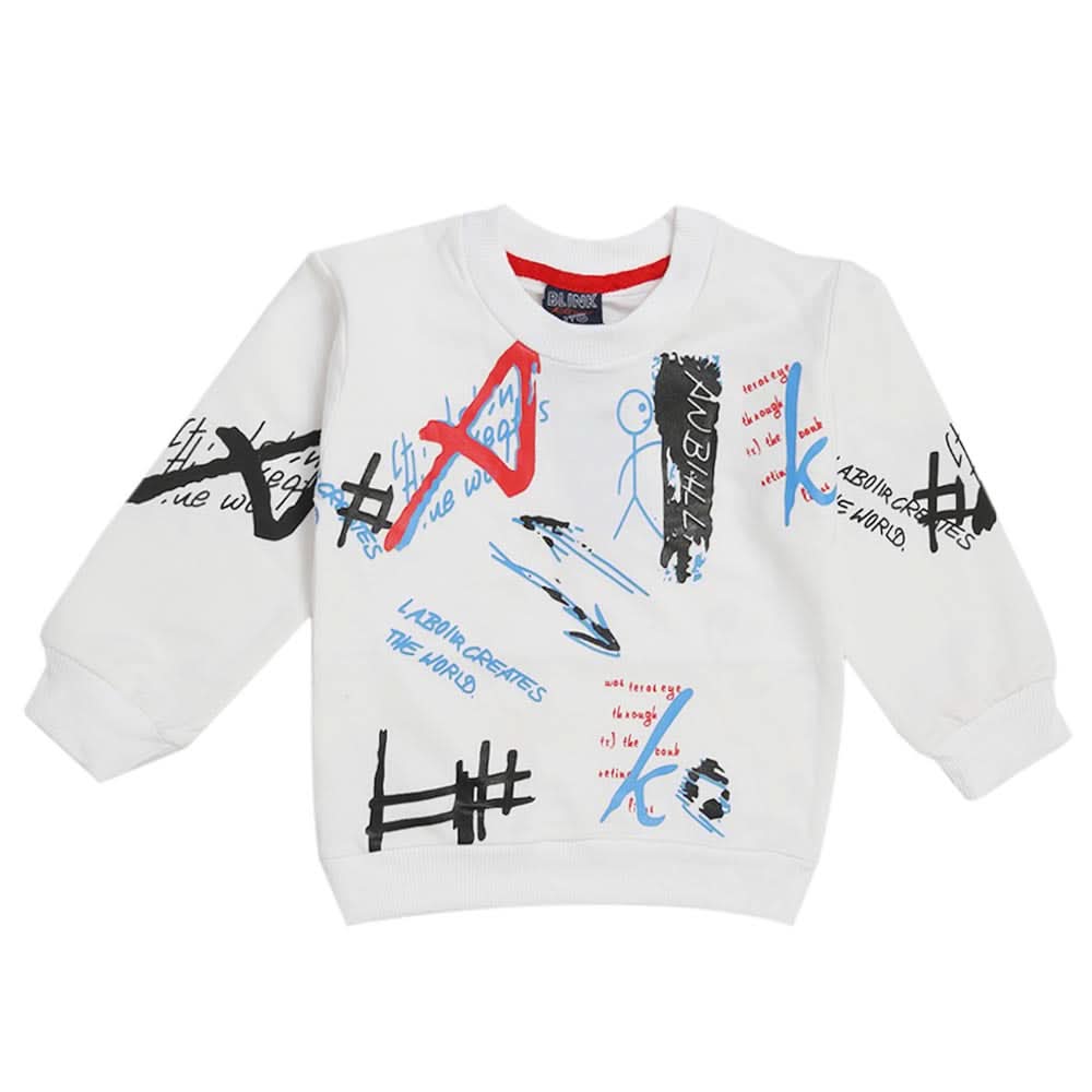 Boys Sweat Shirt - White, Boys Hoodies & Sweat Shirts, Chase Value, Chase Value