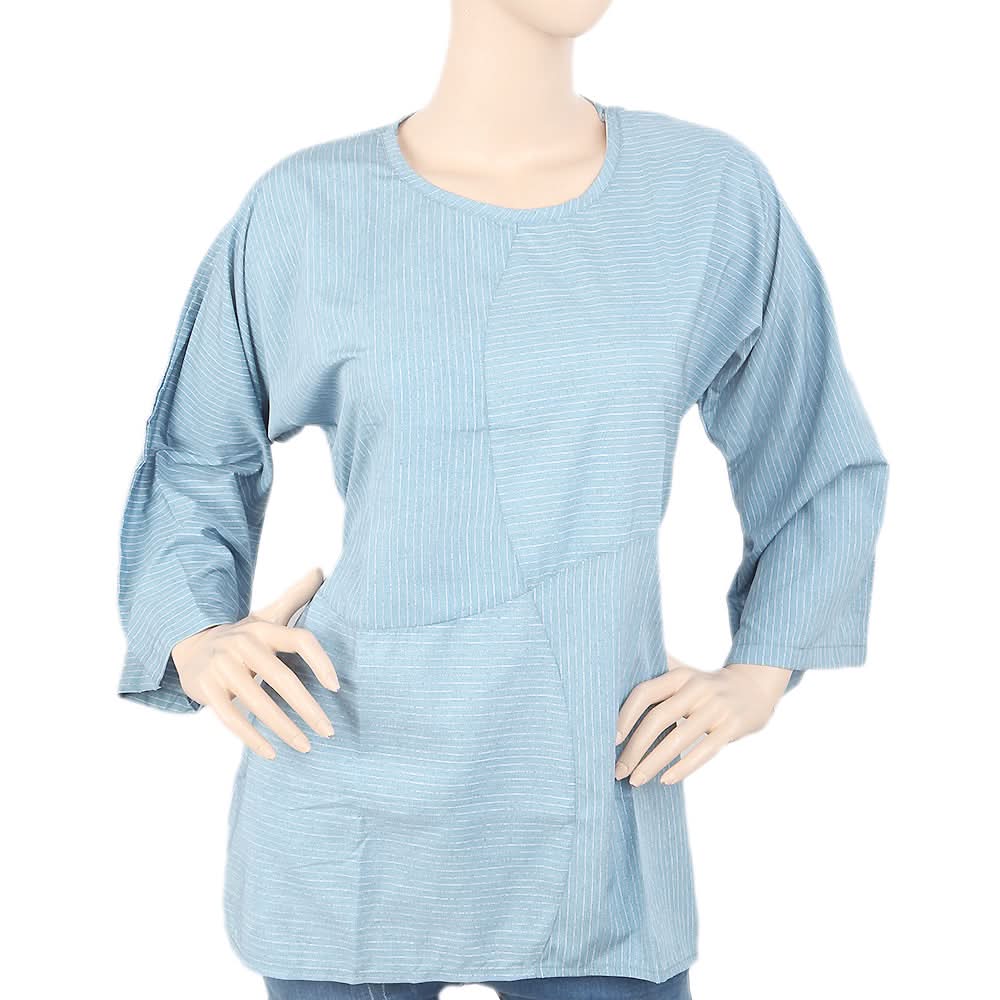 Women's Front Belt Western Top - Steel Blue, Women, T-Shirts And Tops, Chase Value, Chase Value