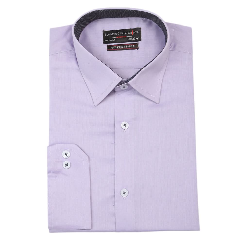 Men's Business Casual Full Sleeves Plain Shirt -A - Light Purple, Men, T-Shirts And Polos, Chase Value, Chase Value