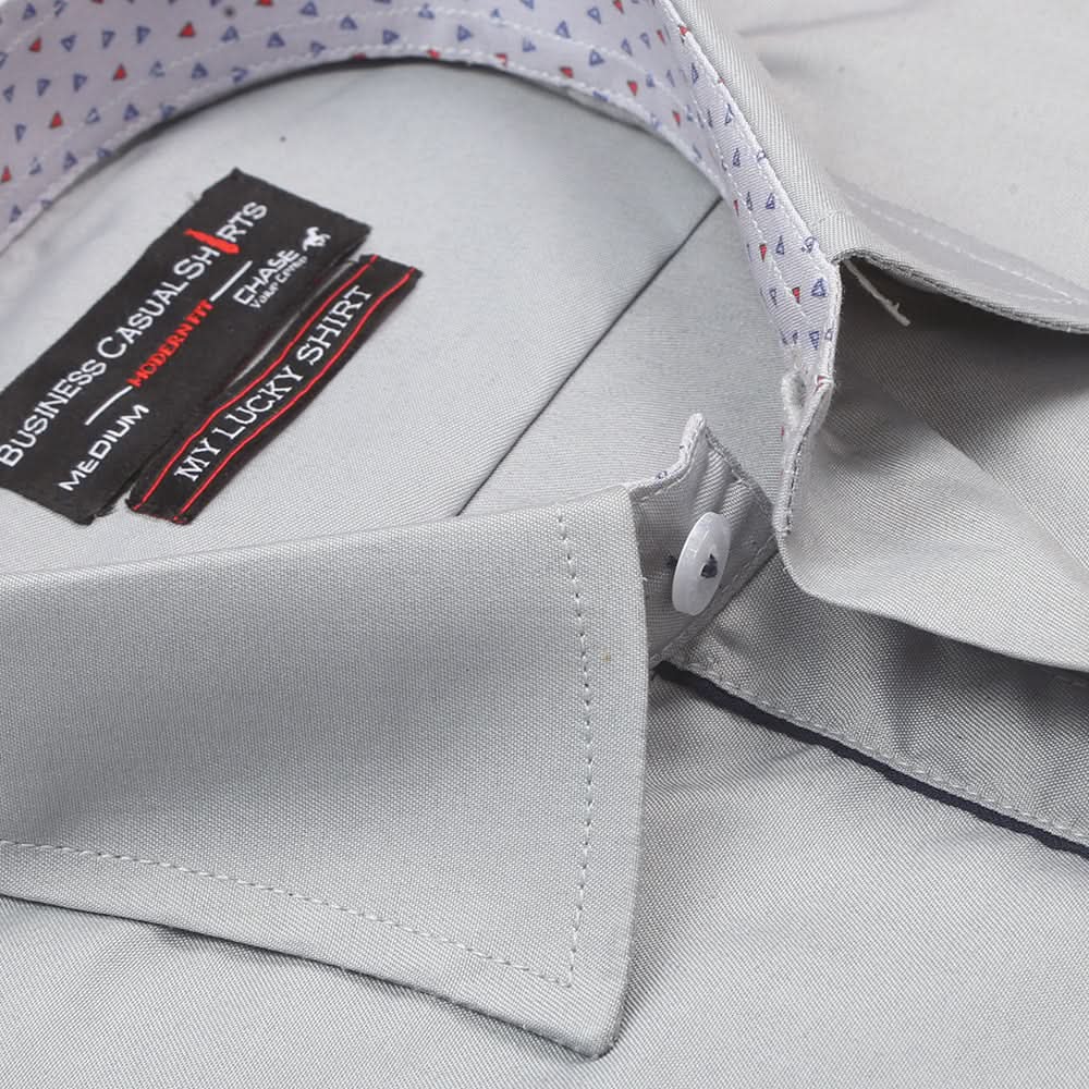 Men's Business Casual Full Sleeves Plain Shirt -A - Grey, Men, T-Shirts And Polos, Chase Value, Chase Value