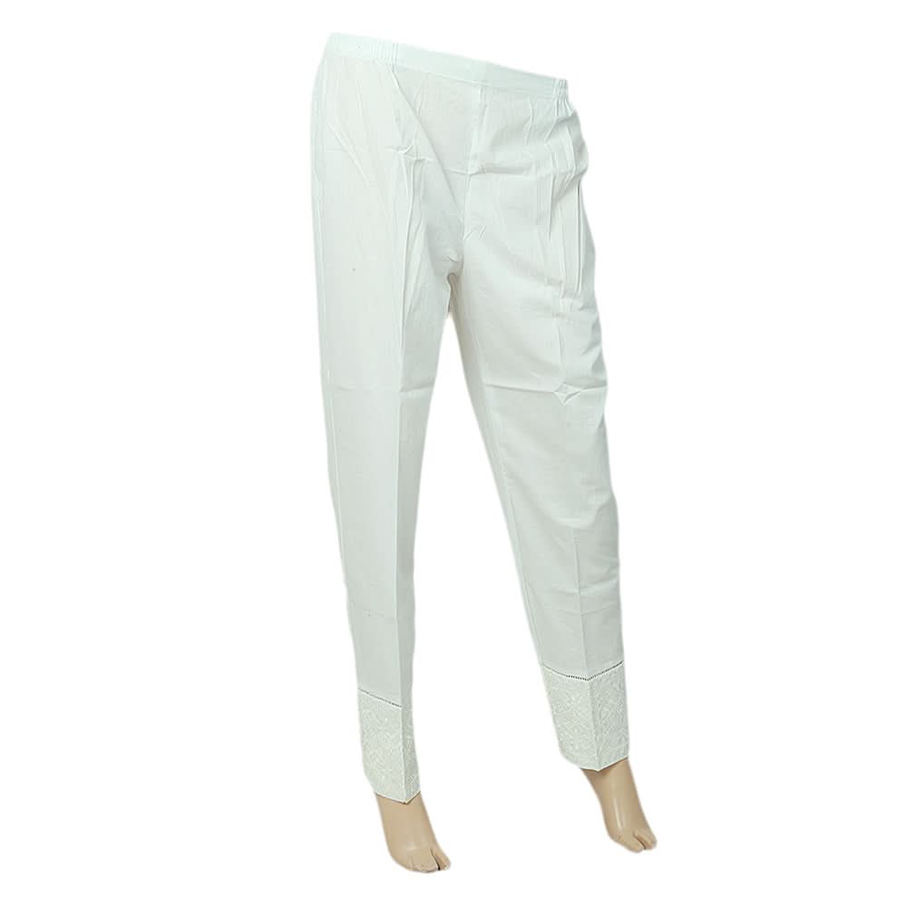 Women's Embroidered Trouser - White, Women, Pants & Tights, Chase Value, Chase Value