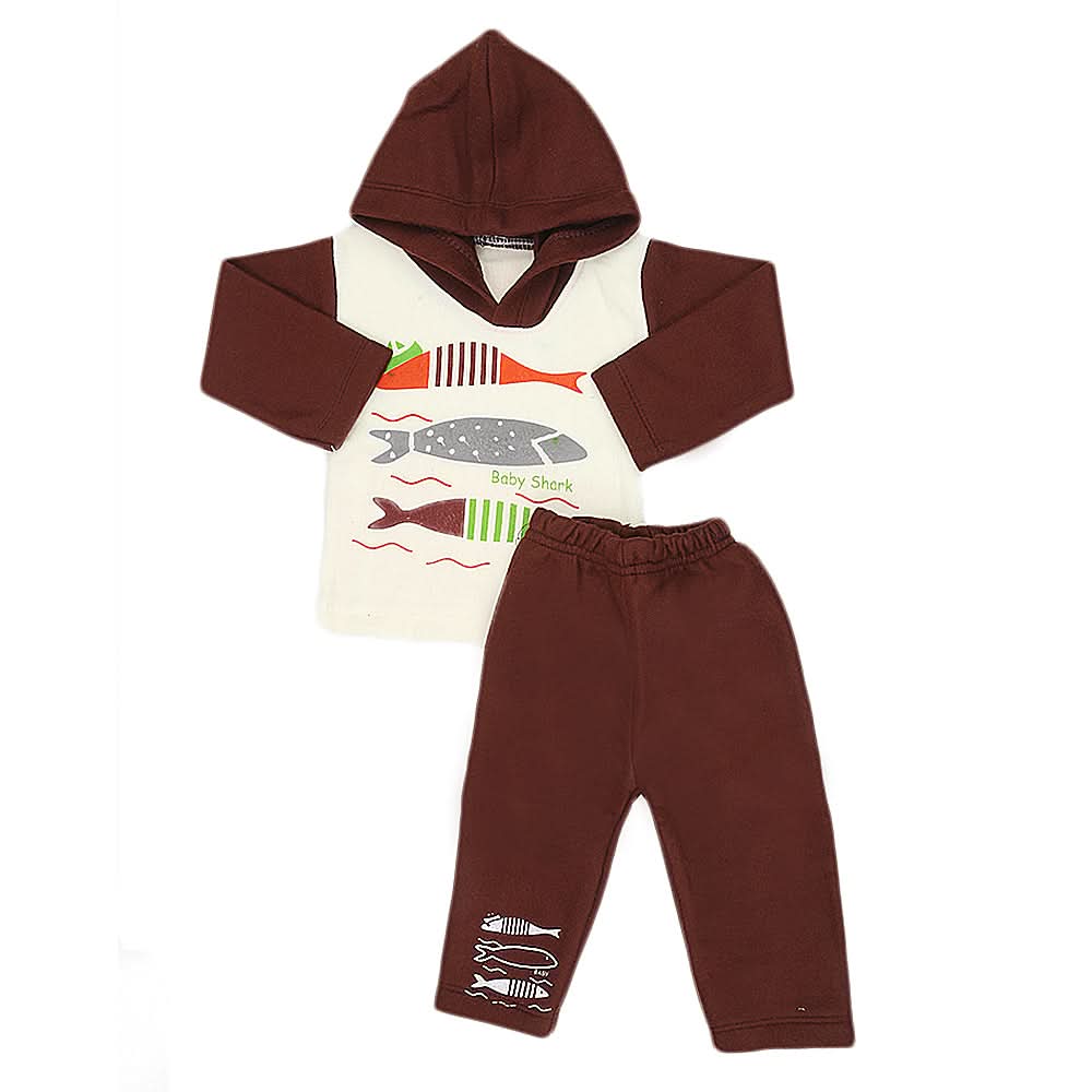 Newborn Boys Polar Full Sleeves Suit 8870 - Dark Brown, Kids, New Born Boys Sets And Suits, Chase Value, Chase Value