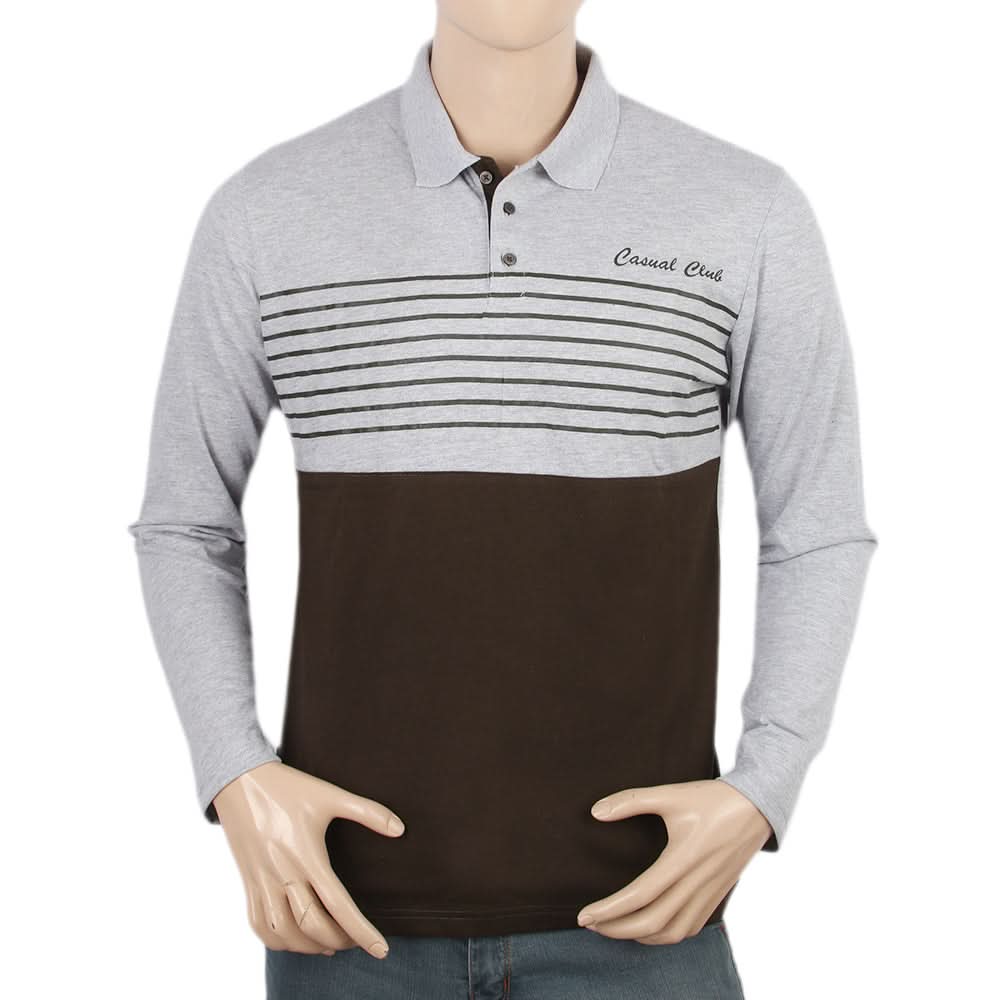 Men's Full Sleeves Polo T-Shirt - Light Grey, Men's T-Shirts & Polos, Chase Value, Chase Value