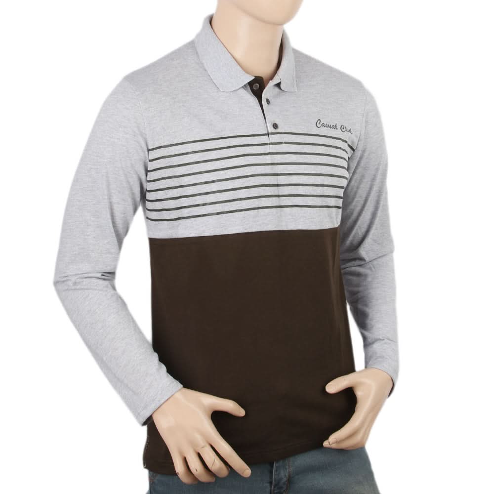 Men's Full Sleeves Polo T-Shirt - Light Grey, Men's T-Shirts & Polos, Chase Value, Chase Value