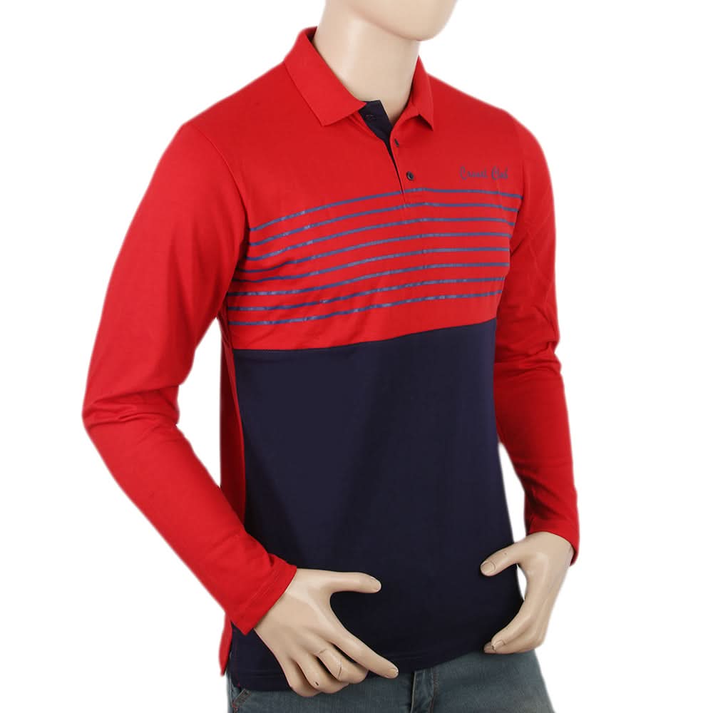 Men's Full Sleeves Polo T-Shirt - Red, Men's T-Shirts & Polos, Chase Value, Chase Value