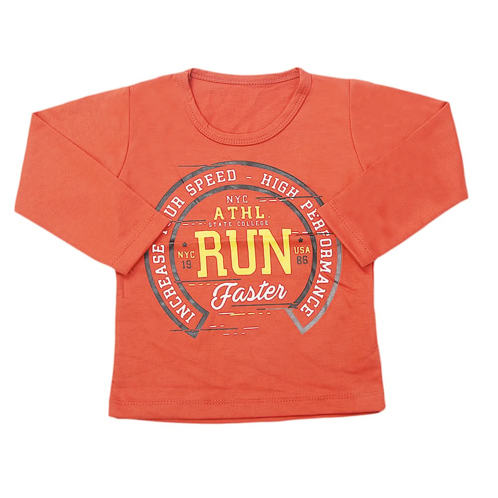 Boy's Full Sleeves T-Shirt - Rust, Kids, Boys T-Shirts, Chase Value, Chase Value