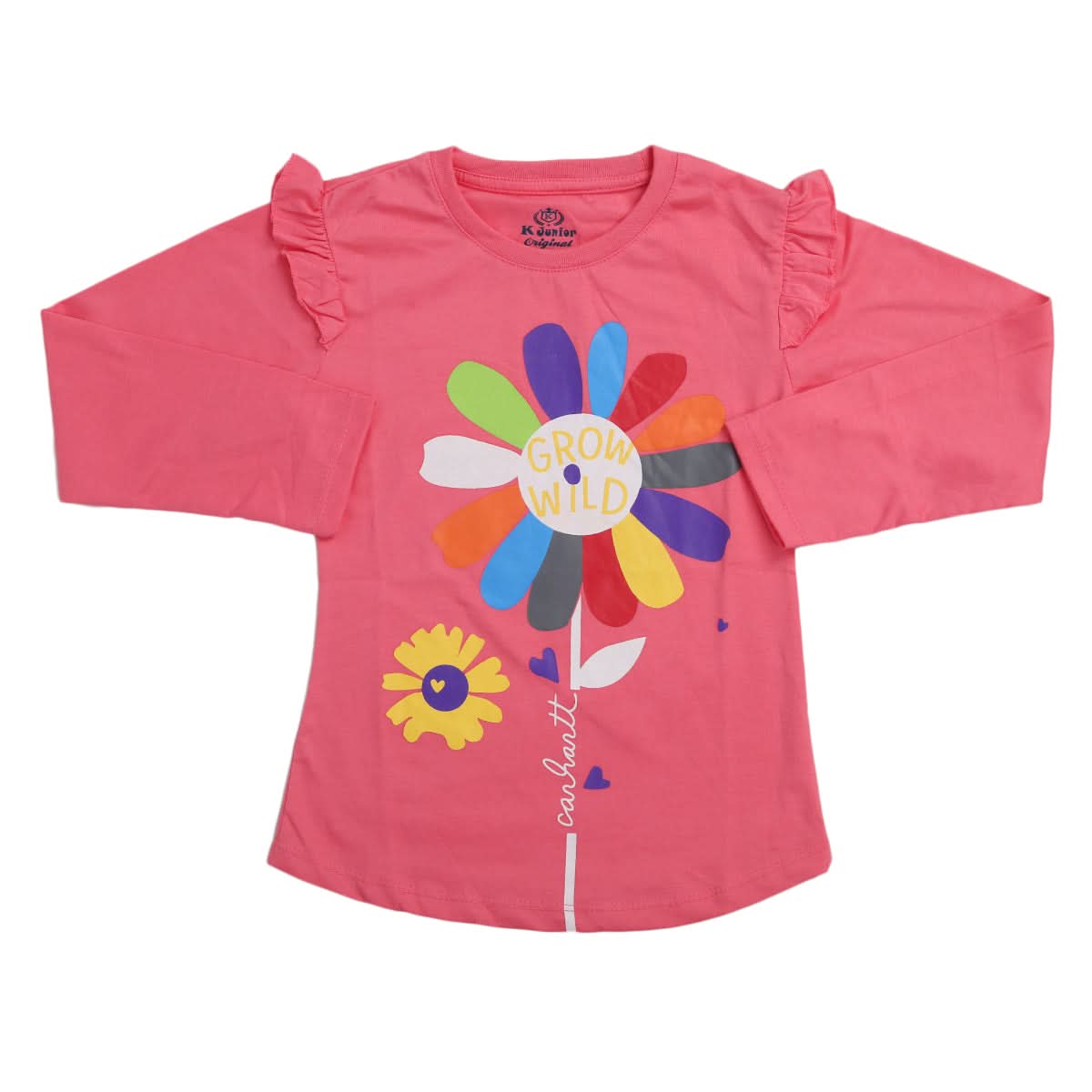 Girls Full Sleeves Jersey T-Shirt - Pink, Kids, Girls T-Shirts, Chase Value, Chase Value