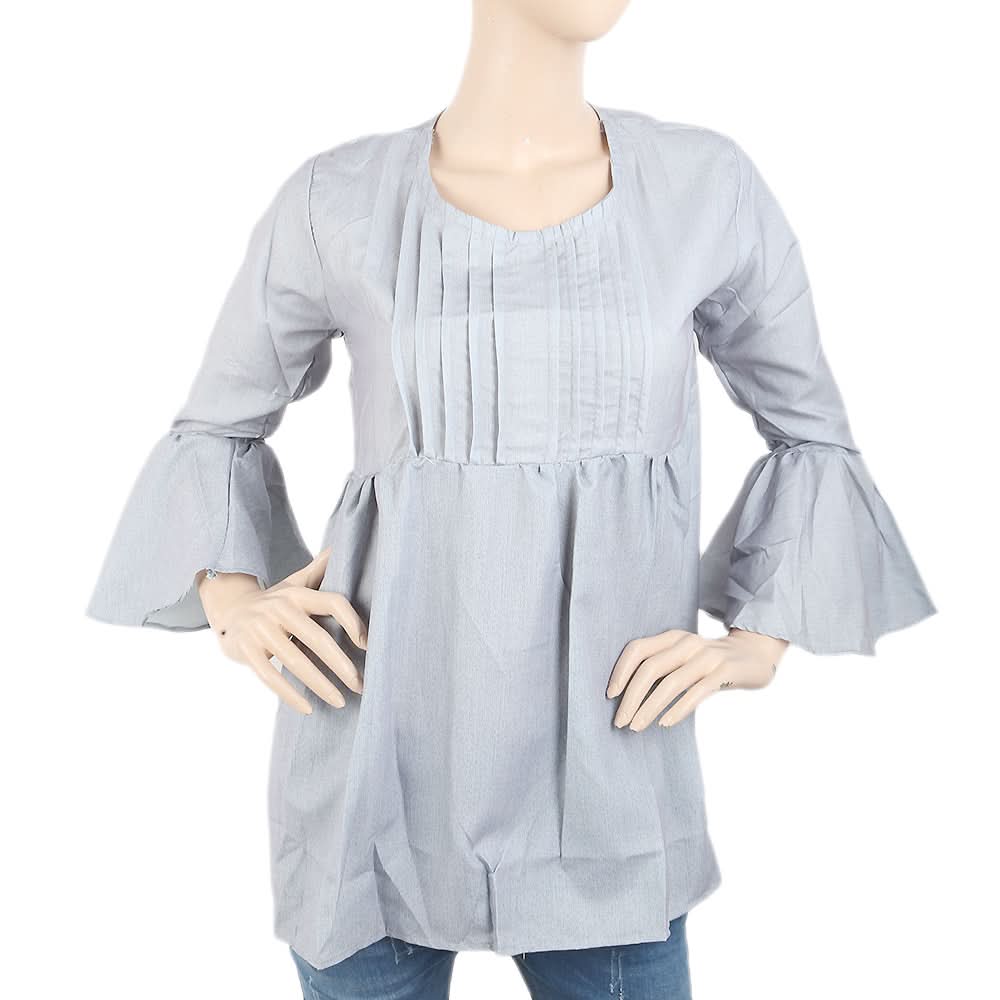 Women's Front Pleats Western Top - Grey, Women, T-Shirts And Tops, Chase Value, Chase Value