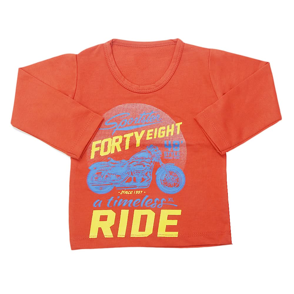 Boy's Full Sleeves T-Shirt - Rust, Kids, Boys T-Shirts, Chase Value, Chase Value