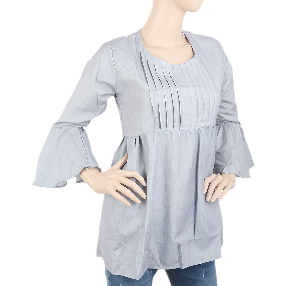 Women's Front Pleats Western Top - Grey, Women, T-Shirts And Tops, Chase Value, Chase Value