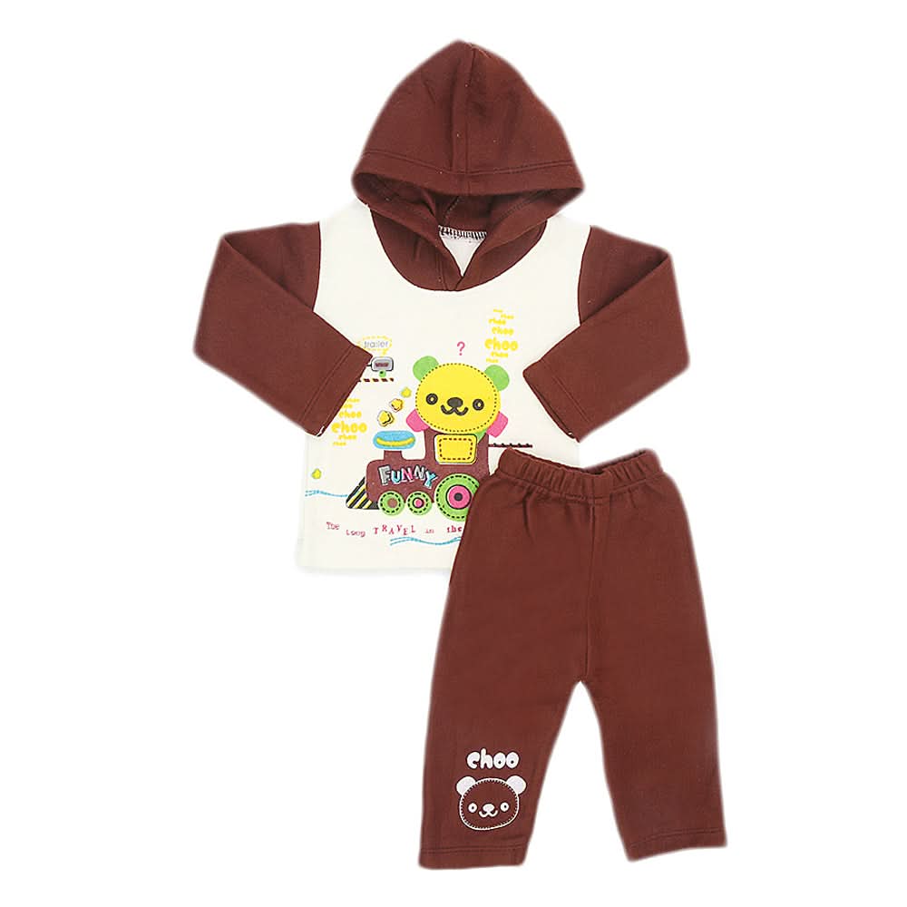 Newborn Boys Polar Full Sleeves Suit 8869 - Coffee, Kids, New Born Boys Sets And Suits, Chase Value, Chase Value