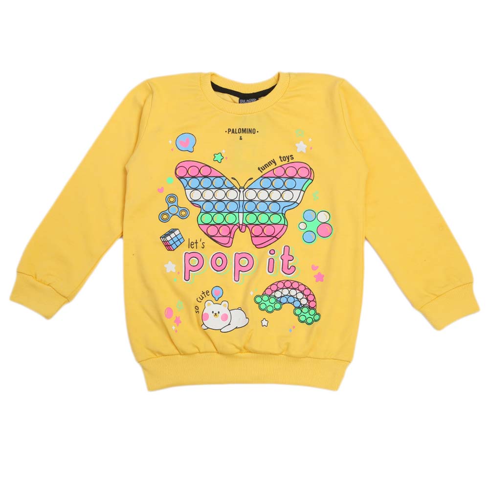 Girls Full Sleeves T-Shirt - Yellow, Girls T-Shirts, Chase Value, Chase Value