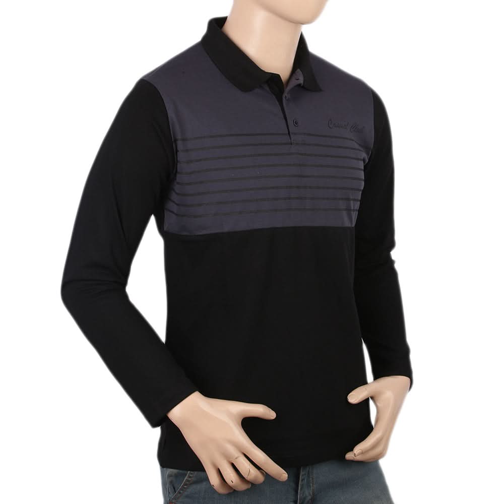 Men's Full Sleeves Polo T-Shirt - Dark Grey, Men's T-Shirts & Polos, Chase Value, Chase Value