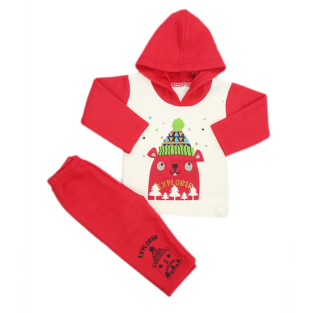 Newborn Boys Polar Full Sleeves Suit 8873 - Red, Kids, New Born Boys Sets And Suits, Chase Value, Chase Value
