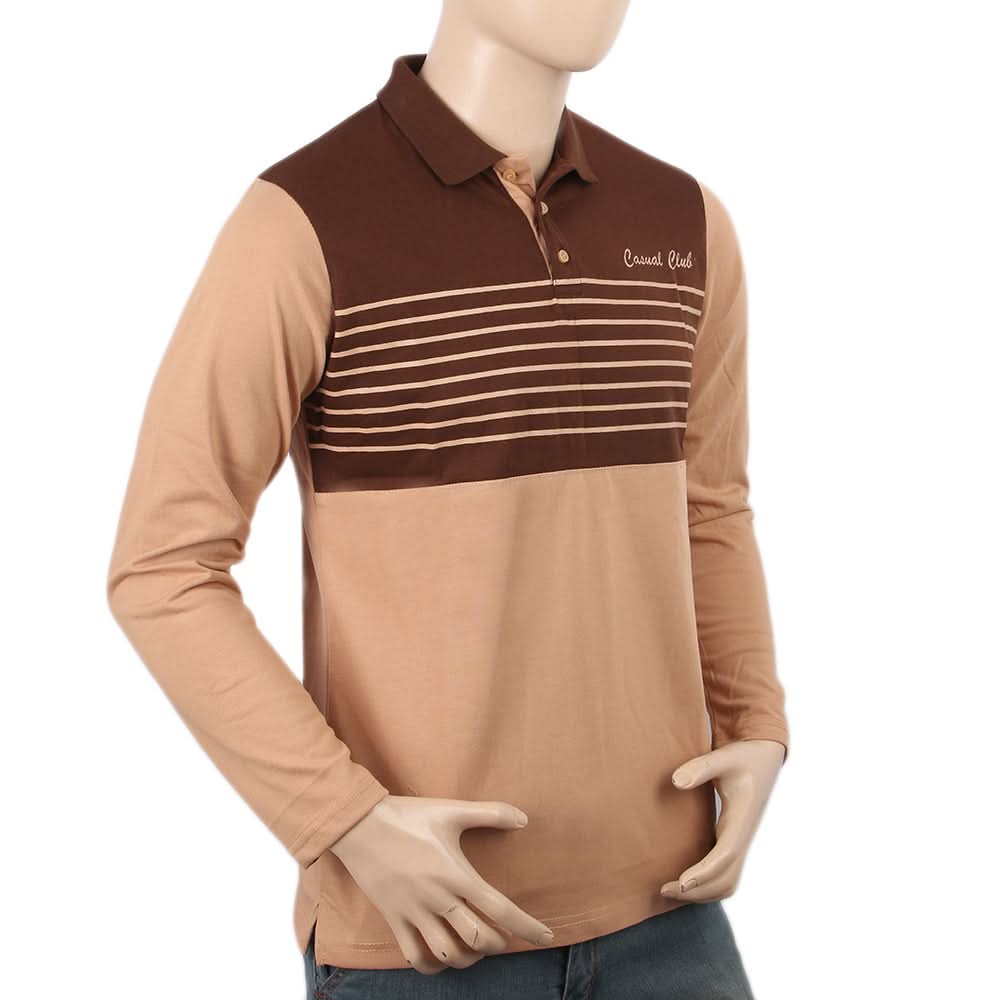 Men's Full Sleeves Polo T-Shirt - Dark Brown, Men's T-Shirts & Polos, Chase Value, Chase Value