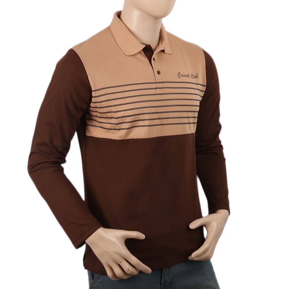 Men's Full Sleeves Polo T-Shirt - Light Brown, Men's T-Shirts & Polos, Chase Value, Chase Value