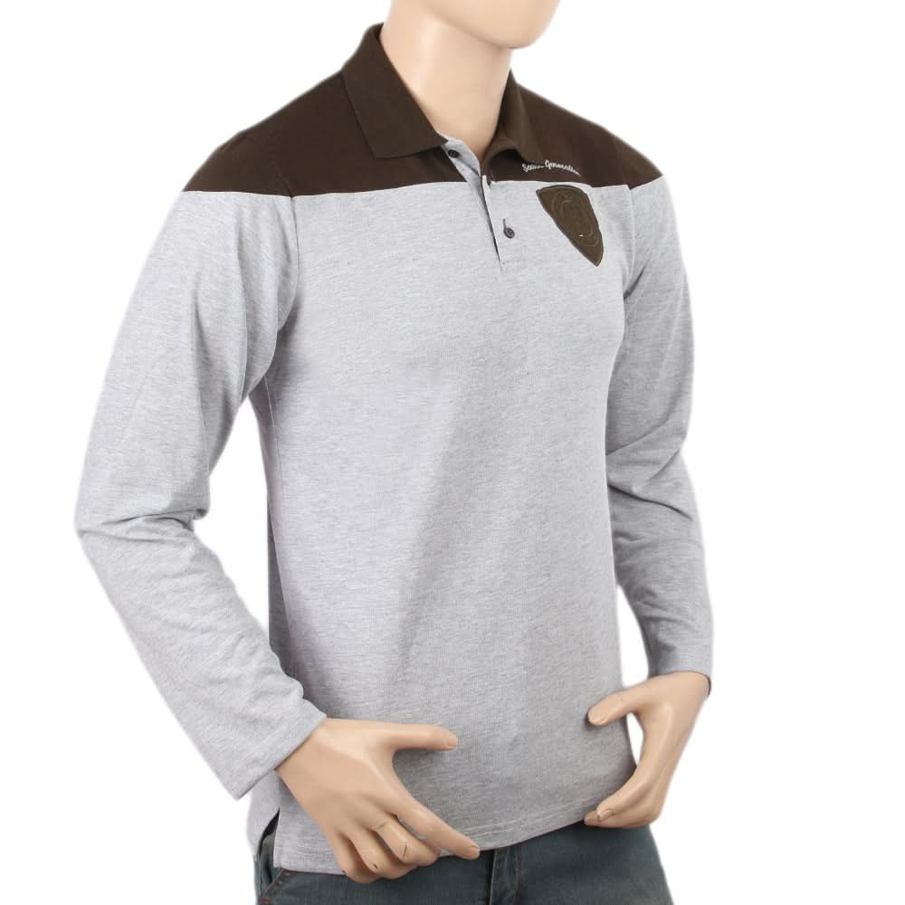 Men's Full Sleeves Embroidered Polo Shirt - Olive Green, Men's T-Shirts & Polos, Chase Value, Chase Value