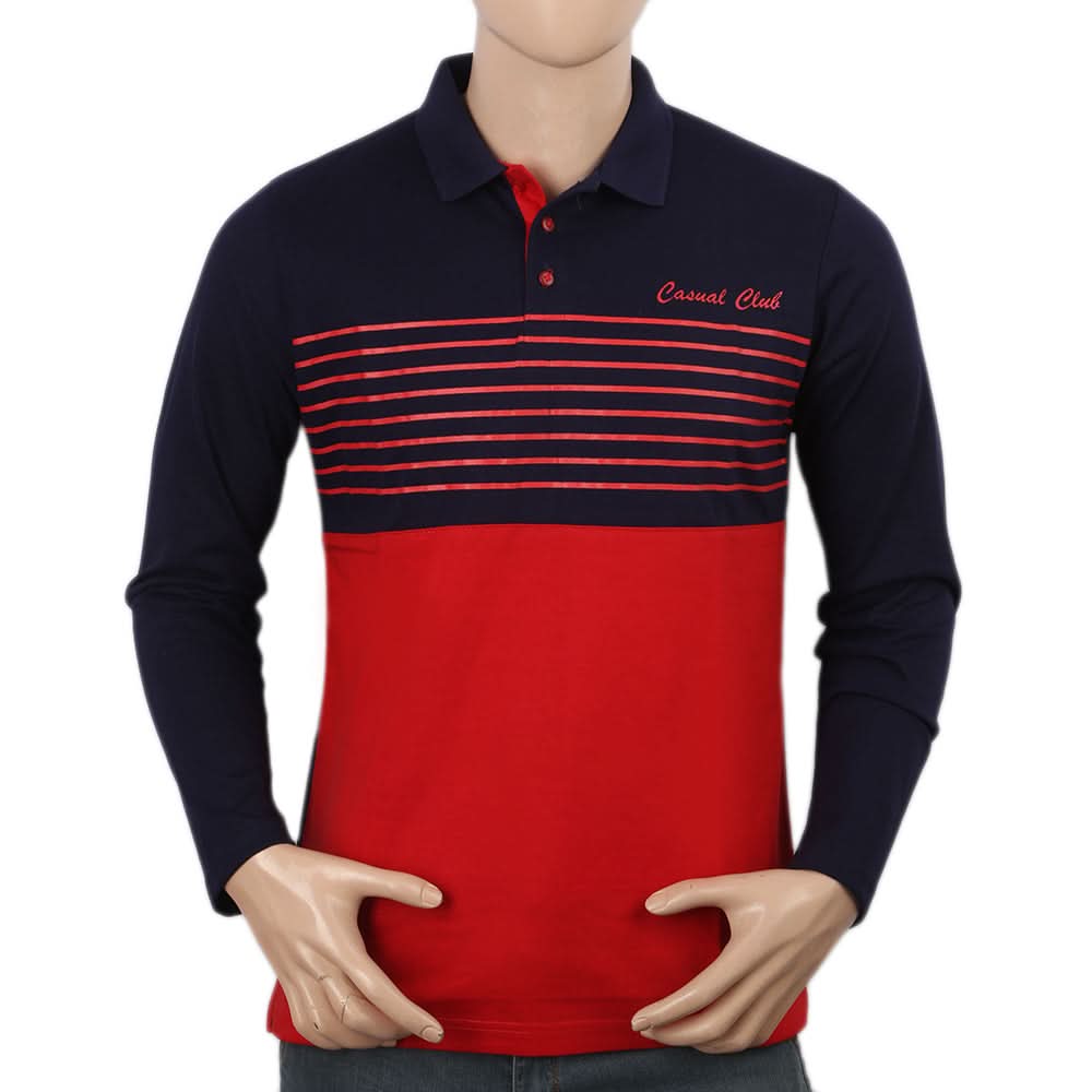 Men's Full Sleeves Polo T-Shirt - Navy Blue, Men's T-Shirts & Polos, Chase Value, Chase Value