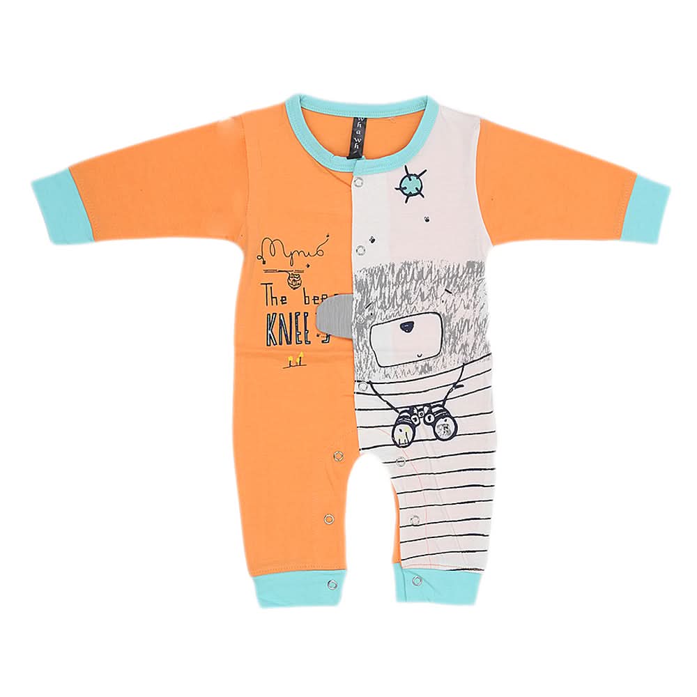 Newborn Boys Full Sleeves Romper 44008 - Orange, Kids, New Born Boys Rompers, Chase Value, Chase Value