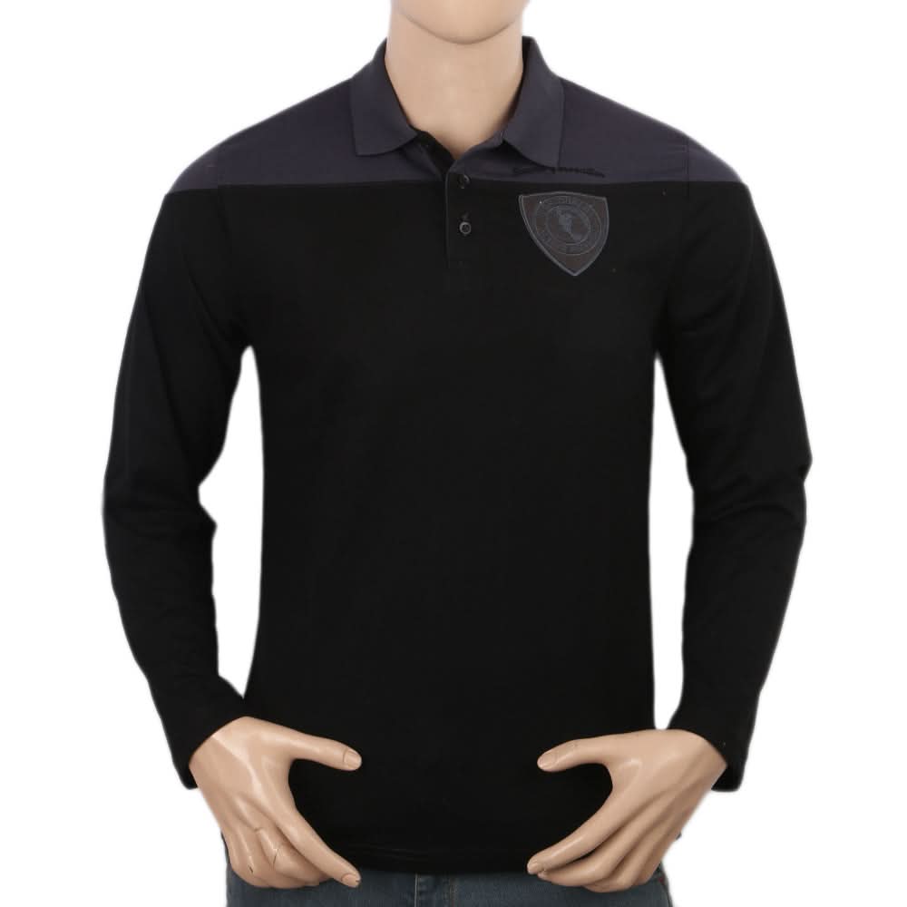 Men's Full Sleeves Embroidered Polo T-Shirt - Navy Blue, Men, T-Shirts And Polos, Chase Value, Chase Value