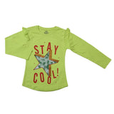 Girls Full Sleeves Jersey T-Shirt - Light Green, Kids, Girls T-Shirts, Chase Value, Chase Value