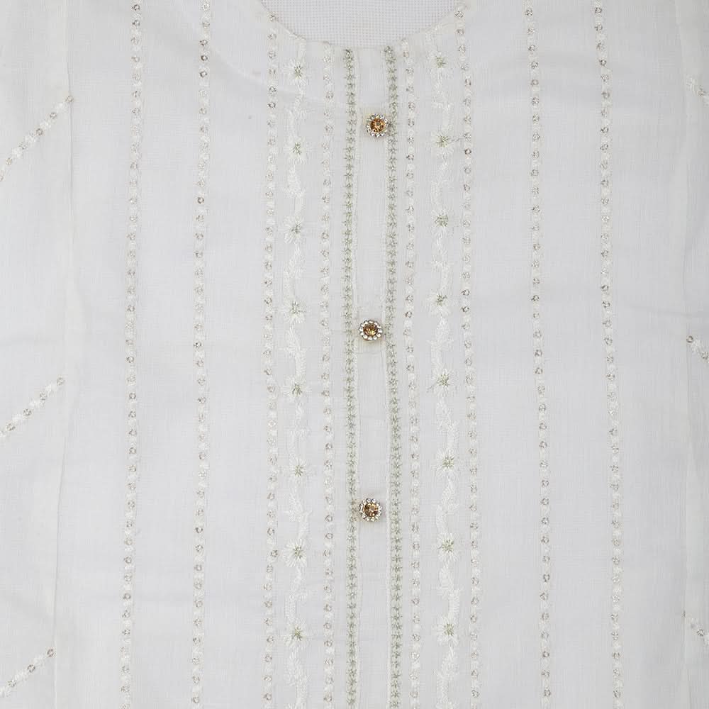 Girls Embroidered 3Pcs Shalwar Suit - White, Girls Shalwar Kameez, Chase Value, Chase Value