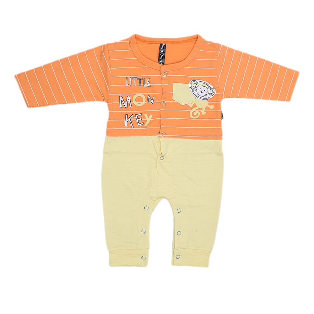 Newborn Boys Full Sleeves Romper 44007 - Orange, Kids, New Born Boys Rompers, Chase Value, Chase Value