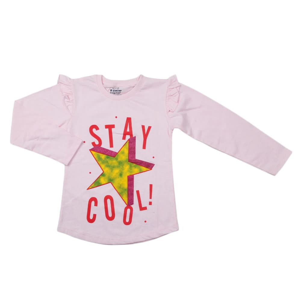 Girls Full Sleeves Jersey T-Shirt - Light Pink, Kids, Girls T-Shirts, Chase Value, Chase Value
