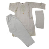 Girls Embroidered 3Pcs Shalwar Suit - Grey, Girls Shalwar Kameez, Chase Value, Chase Value