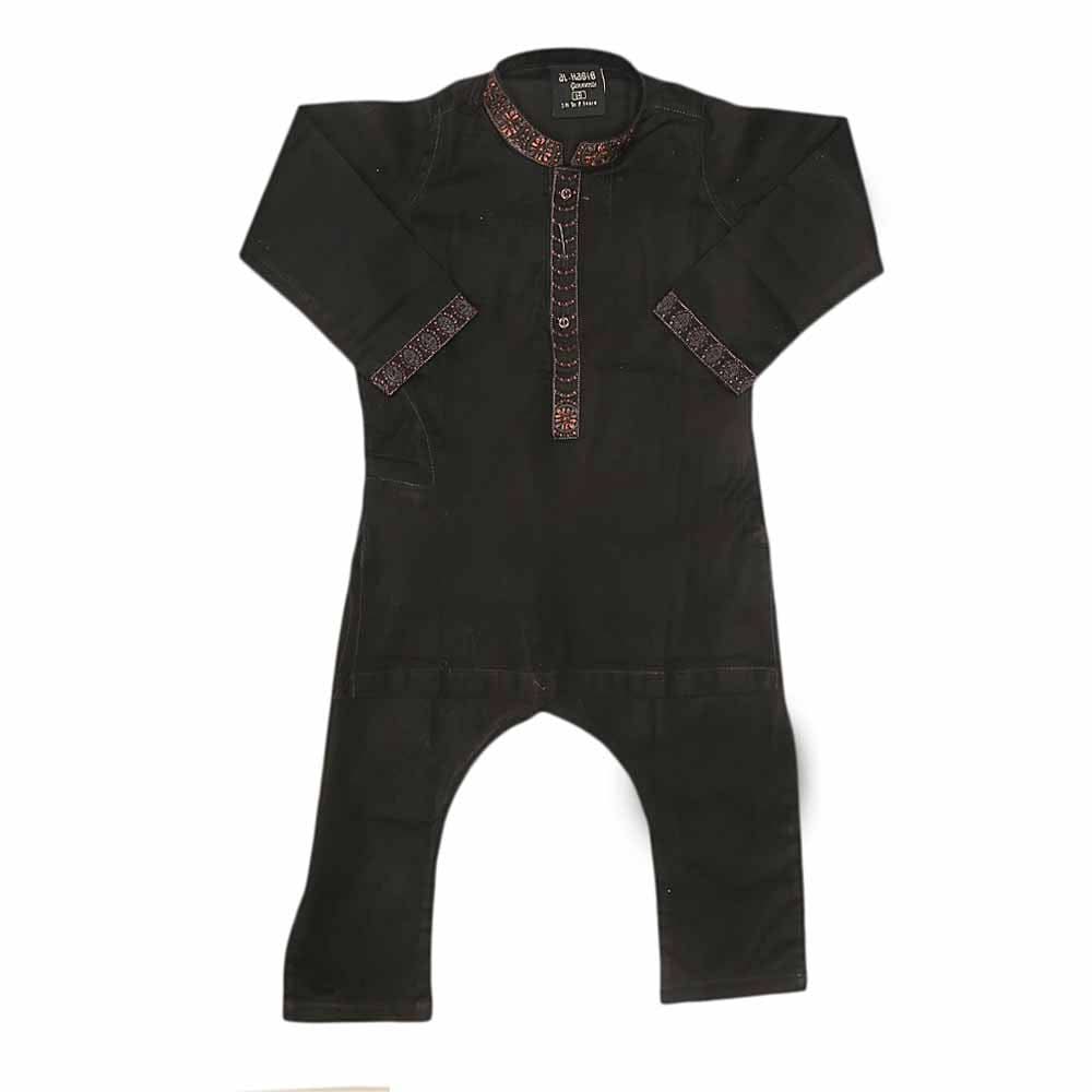Boys Embroidered Shalwar Suit - Black, Kids, Boys Shalwar Kameez, Chase Value, Chase Value