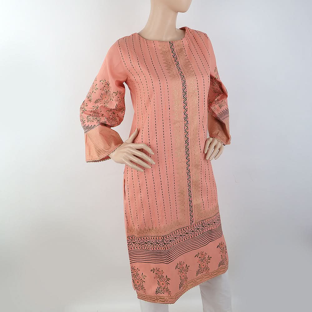 Women's Printed Kurti - Peach, Women, Ready Kurtis, Chase Value, Chase Value