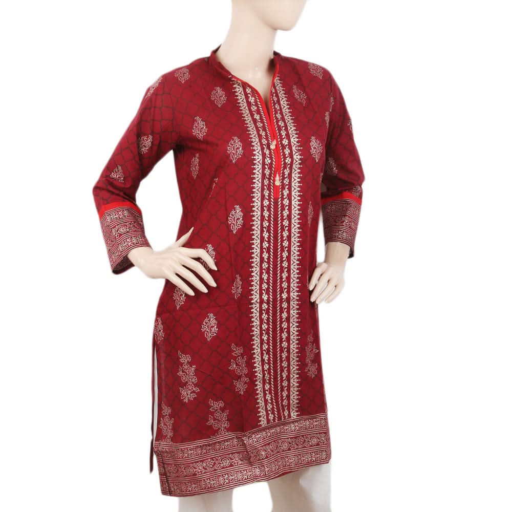 Women's Doriya Printed Kurti - Maroon, Women, Ready Kurtis, Chase Value, Chase Value