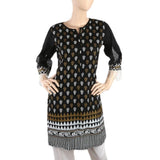 Women's Printed Kurti With Lace - Black, Women, Ready Kurtis, Chase Value, Chase Value