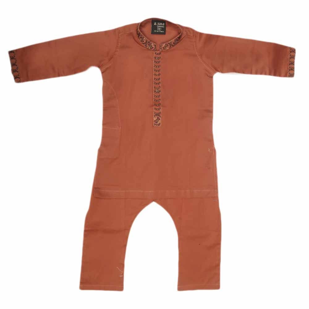 Boys Embroidered Shalwar Suit - Brown, Kids, Boys Shalwar Kameez, Chase Value, Chase Value