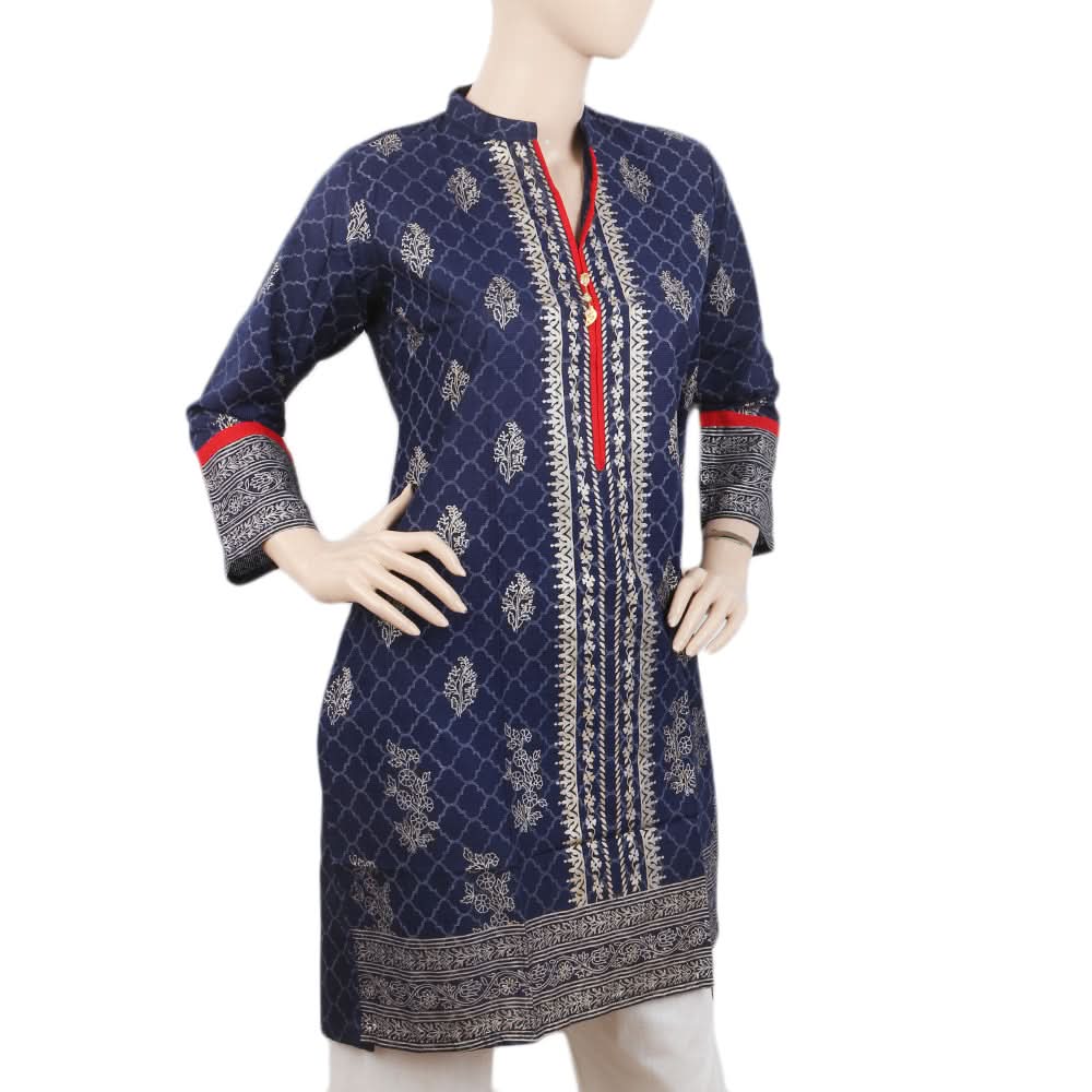 Women's Doriya Printed Kurti - Navy Blue, Women, Ready Kurtis, Chase Value, Chase Value