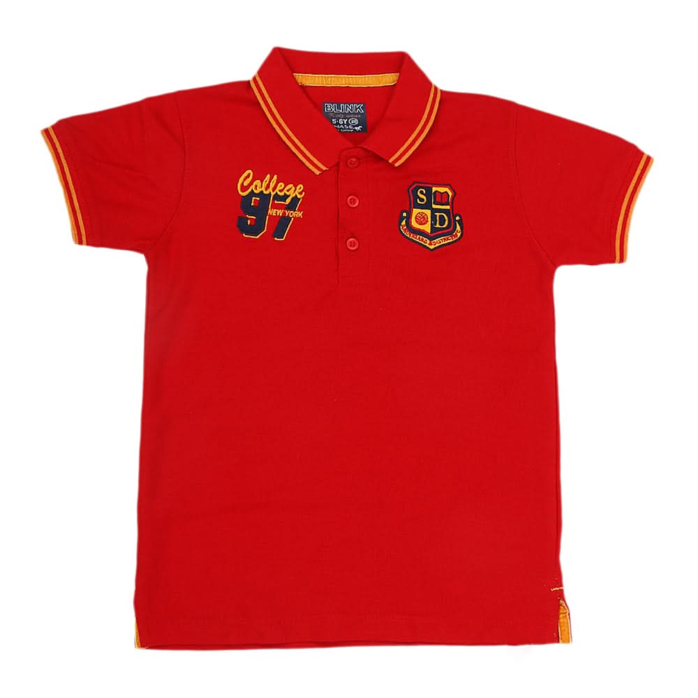 Boys Half Sleeves Polo T-Shirt - Red, Kids, Boys T-Shirts, Chase Value, Chase Value
