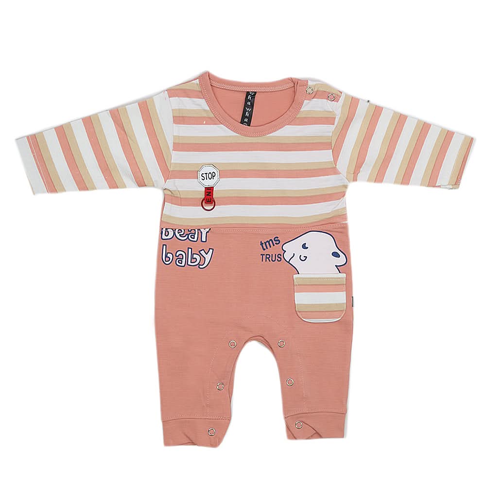 Newborn Boys Full Sleeves Romper - Peach, Kids, New Born Boys Rompers, Chase Value, Chase Value
