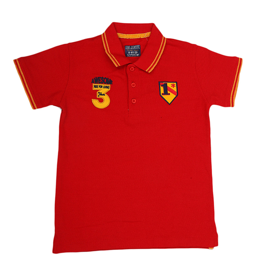 Boys Half Sleeves Polo T-Shirt - Red, Kids, Boys T-Shirts, Chase Value, Chase Value