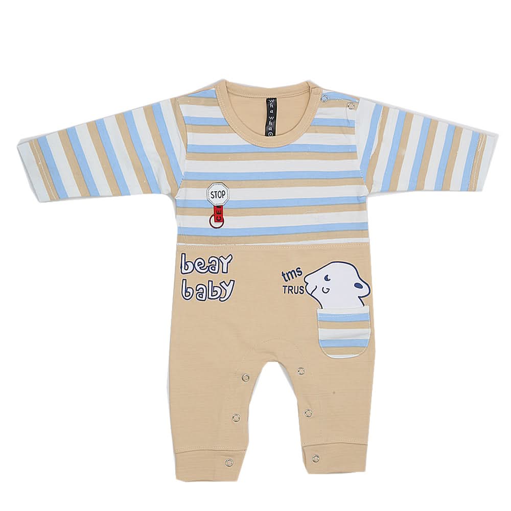 Newborn Boys Full Sleeves Romper - Fawn, Kids, New Born Boys Rompers, Chase Value, Chase Value