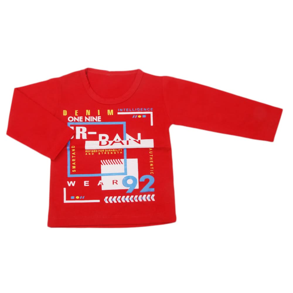 Boy's Full Sleeves T-Shirt 8737 - Red, Kids, Boys T-Shirts, Chase Value, Chase Value